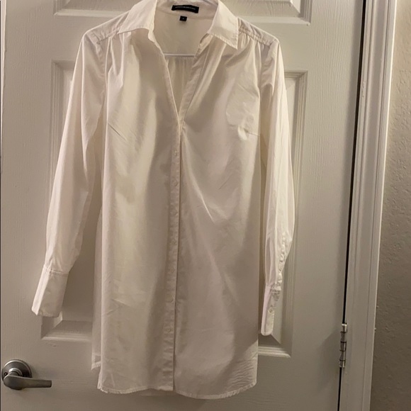 fitted white button down